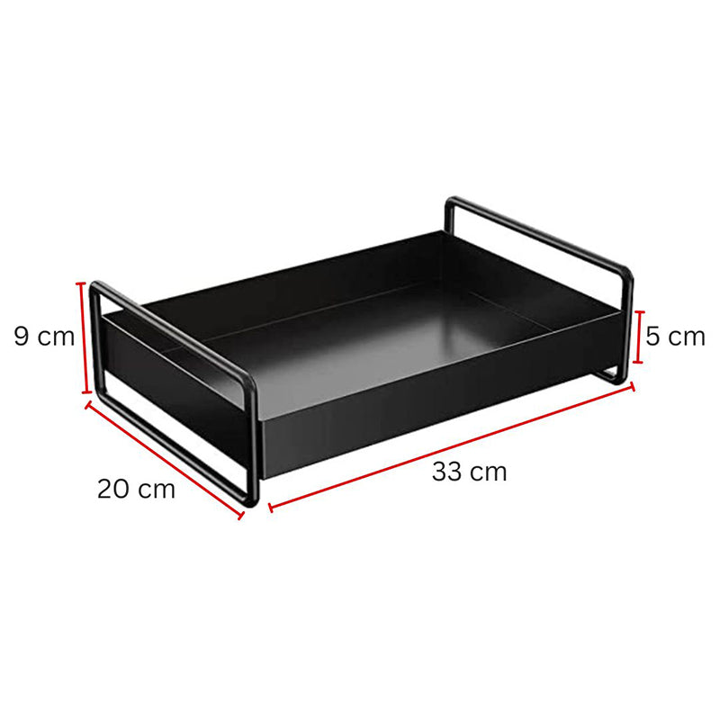 Black metal tray with dimensions