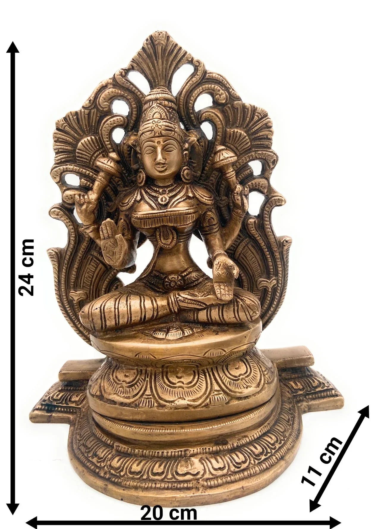 Bhunes Brass Goddess Saraswati Idol with Dimensions