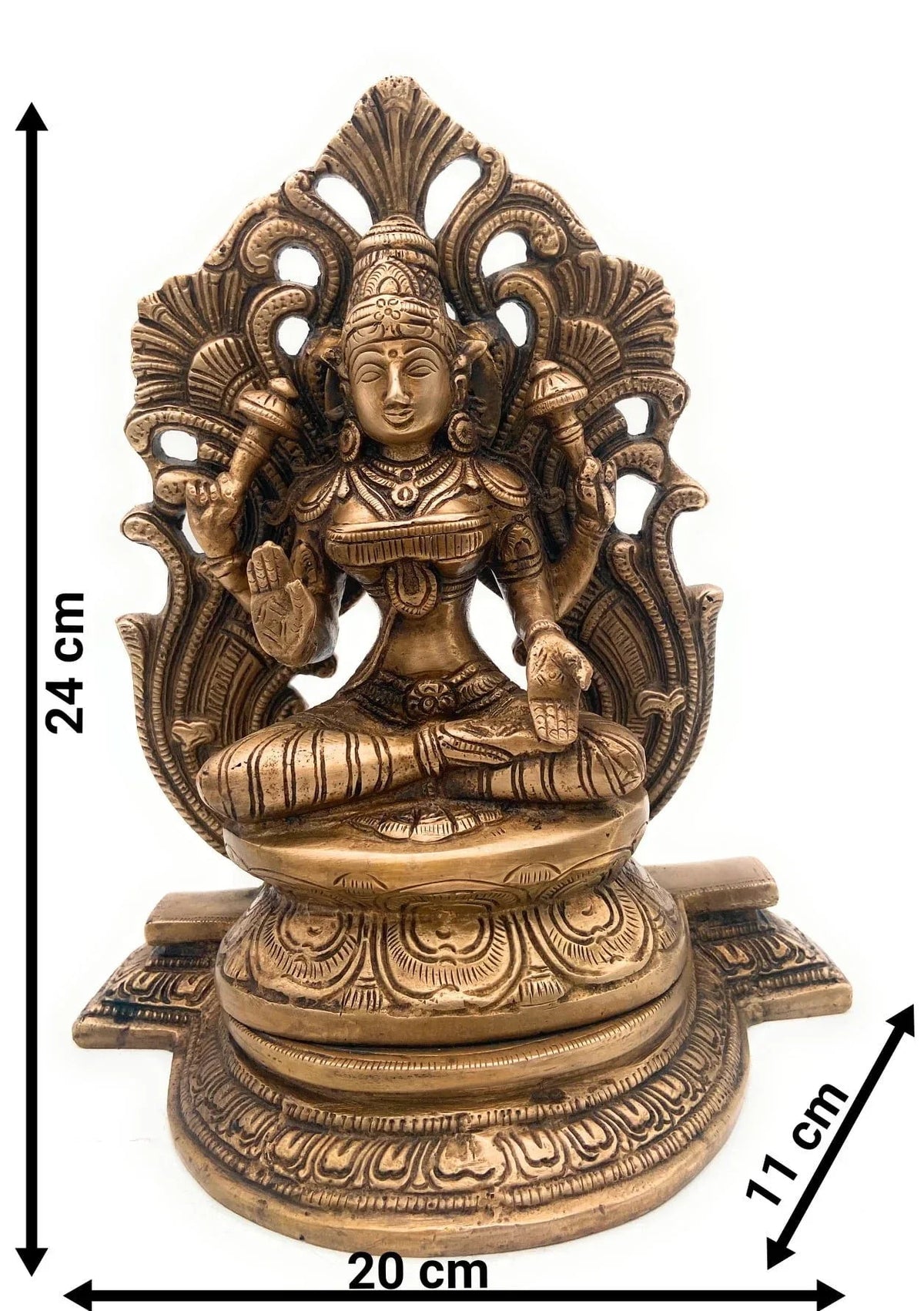 Bhunes Brass Goddess Saraswati Idol with Dimensions