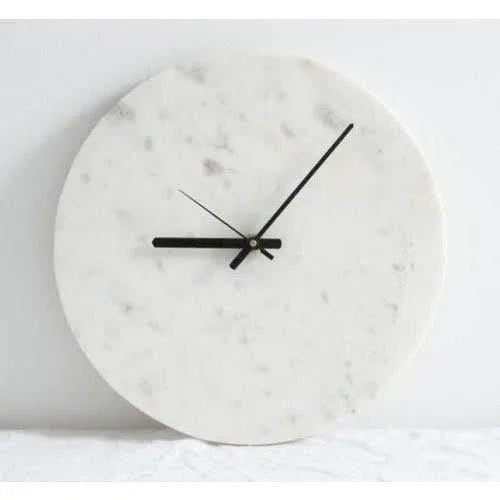 10 Inch White Color Round Marble Wall Clock - ArtyCraftz
