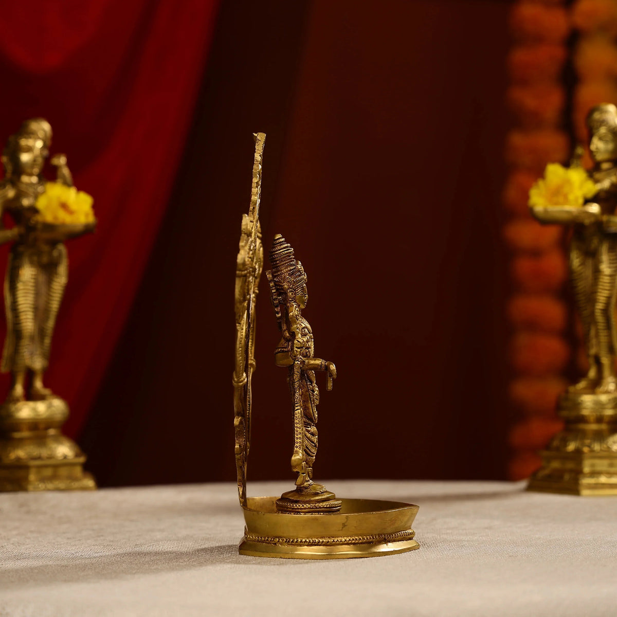 Brass Tirupati Balaji Venkateshwara Idol in Side View