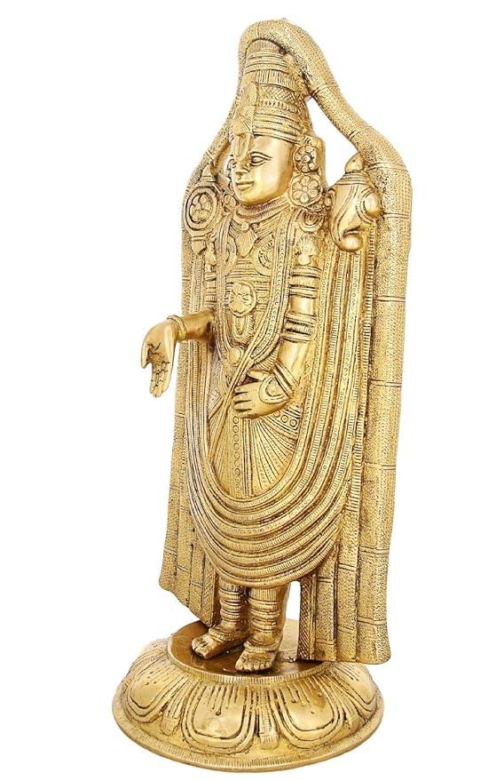 13.3 Inches Brass Standing Balaji Venkateswara Statue - ArtyCraftz.com