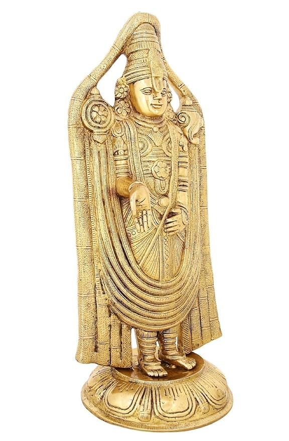 13.3 Inches Brass Standing Balaji Venkateswara Statue - ArtyCraftz.com