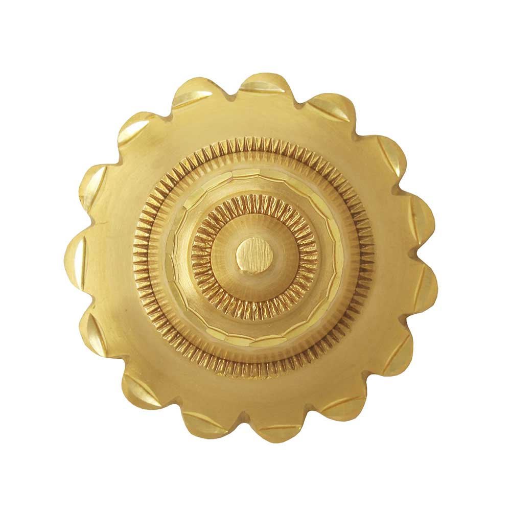 Brass Flower Door Dome with Matt Diamond Cut Finish