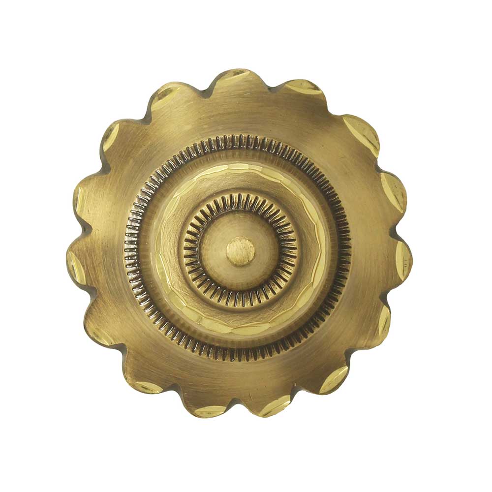 Brass Flower Door Dome with Antique Diamond Cut Finish
