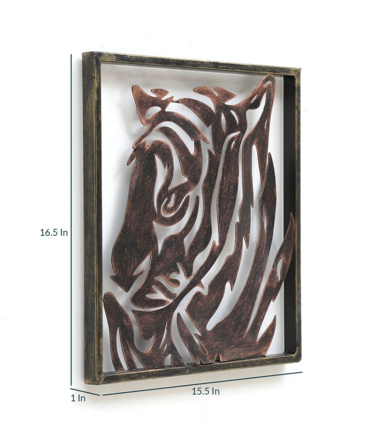 Wrought Iron Tiger Frame Wall Art With LED