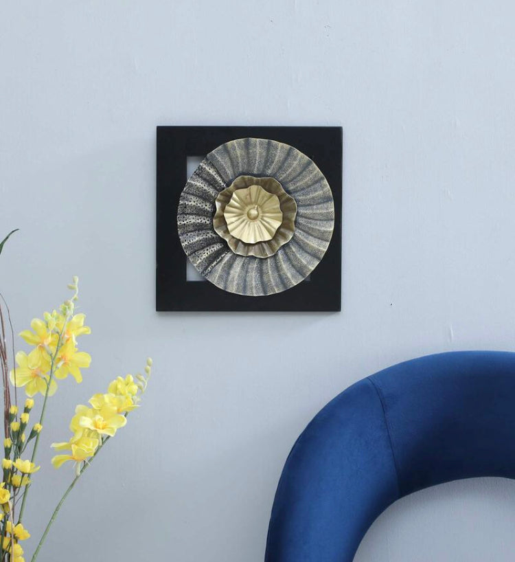 Gold & Black - MDF Duo Circle Jali Frame Wall Panel