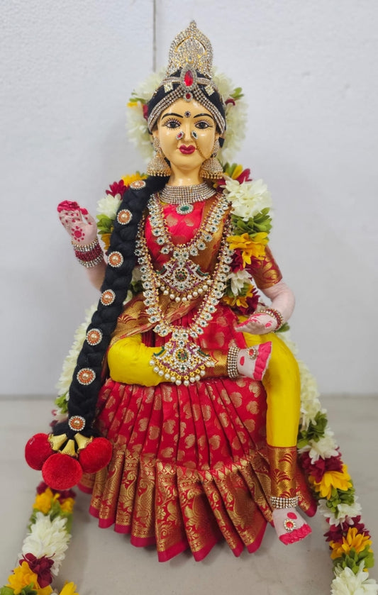 Handcrafted Mahalakshmi Fabric Doll with Fiber Face 2 Feet