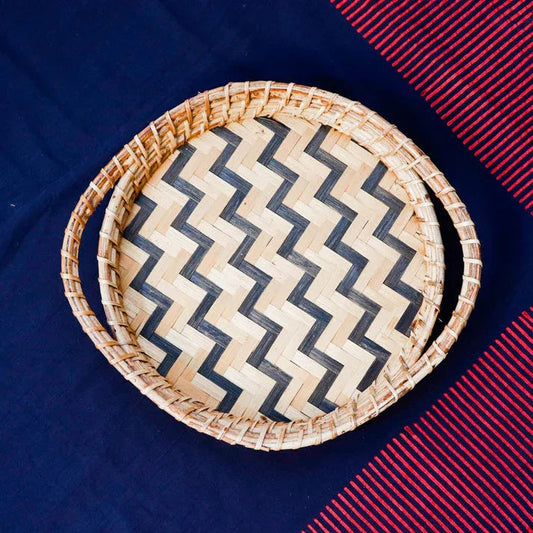 Tray with Combination of Cane, Bamboo and Wood (Wooden Base) - Color