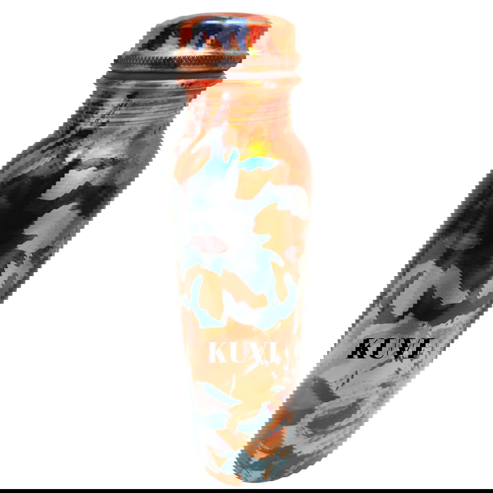 Pure Copper Floral Printed Water Bottle Joint-Less/Leak-Proof 1000ML/1L (300 Grams) (Floral Prints 3) - Pack of 2 - ArtyCraftz.com
