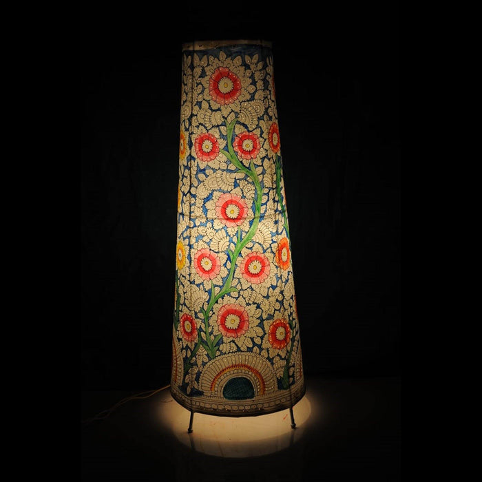 Nimmalakunta Tholu Bommalu Floral Painted Round Floor Lamp Shade