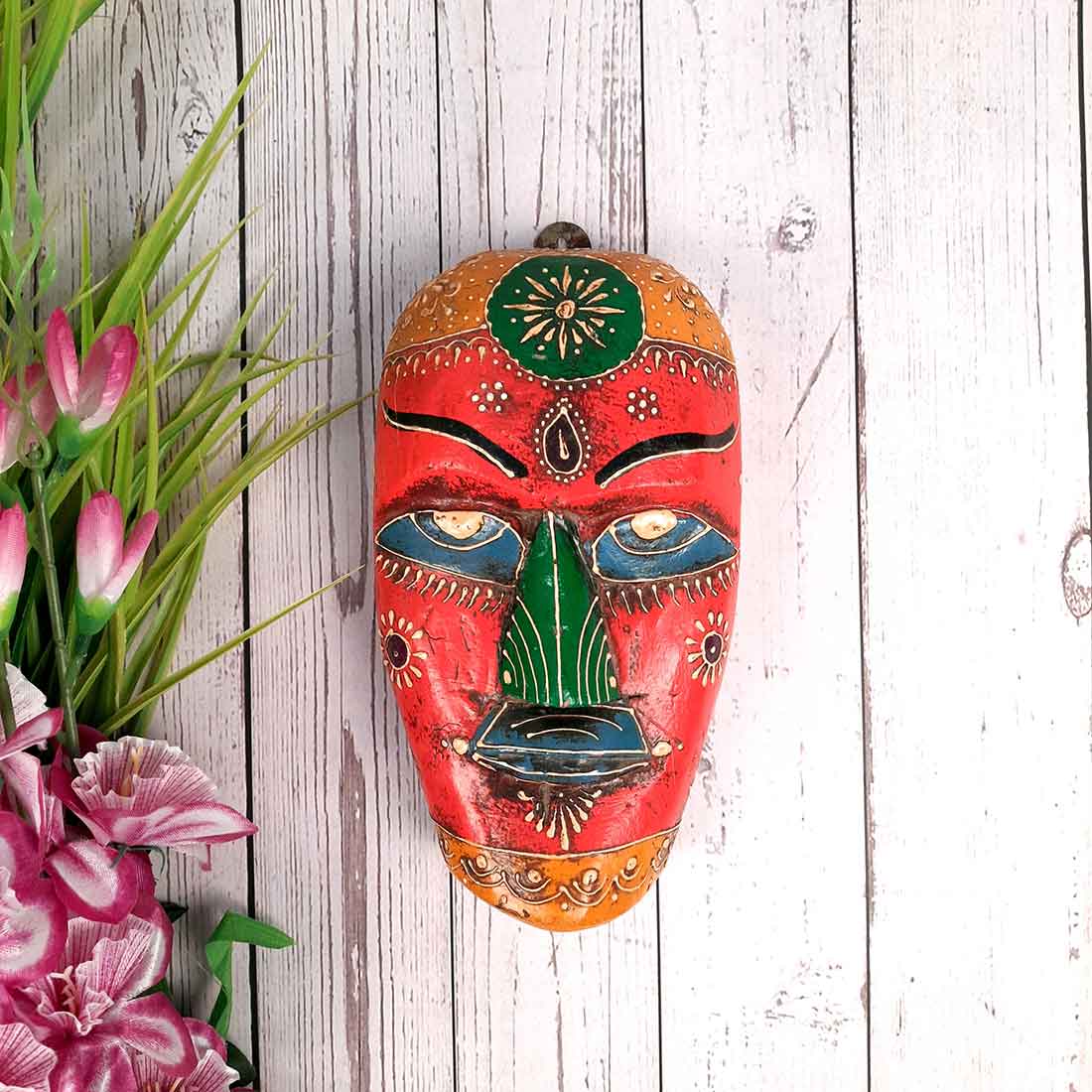 Tribal Wooden Wall Mask Nazar Battu — Entrance Decor