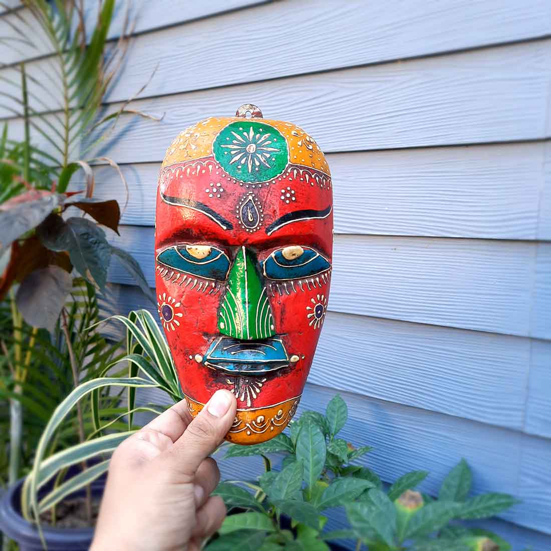 Tribal Wooden Wall Mask Nazar Battu — Entrance Decor