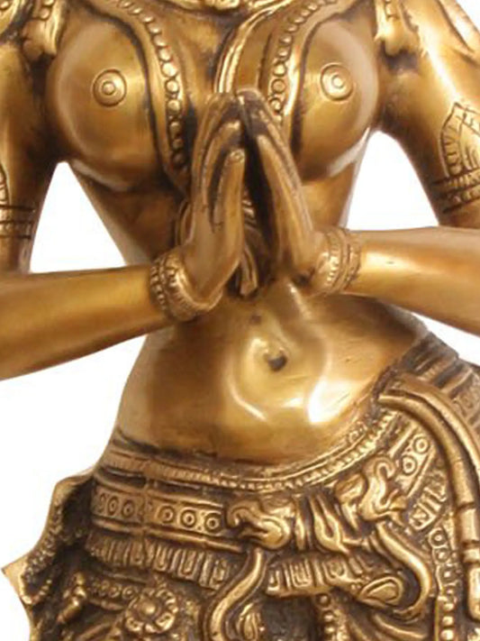 28 Inch Brass Statue of a Namaste Lady - ArtyCraftz.com