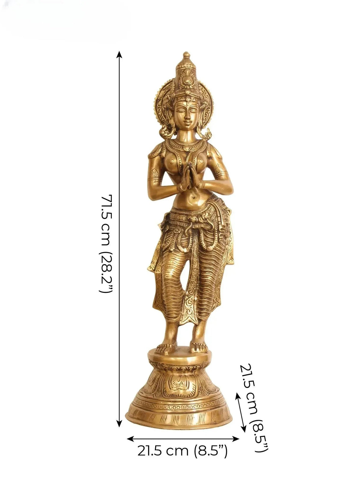 28 Inch Brass Statue of a Namaste Lady - ArtyCraftz.com