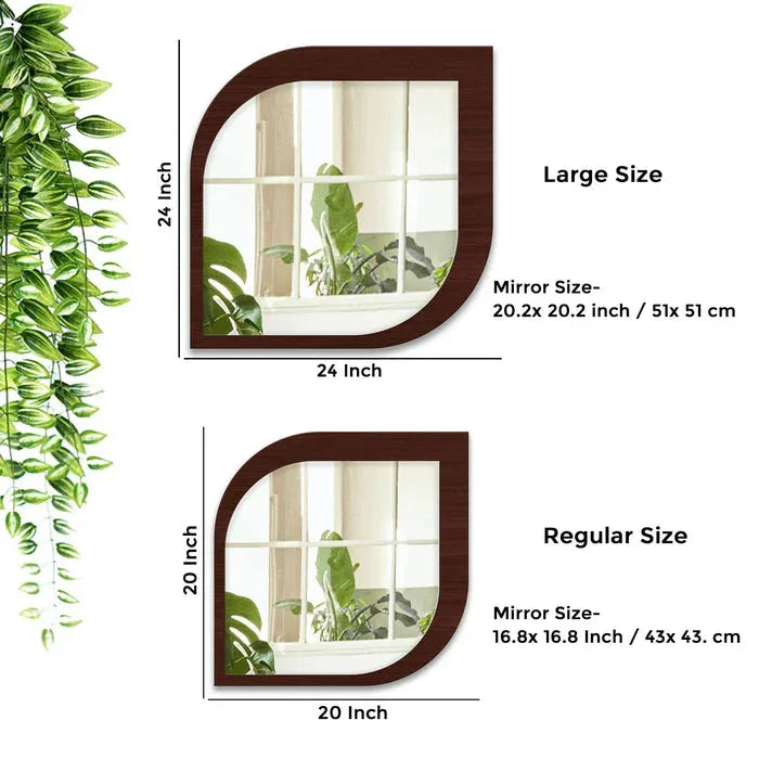 Two mirror designs with dimensions labeled