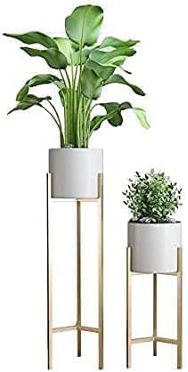 White Metal Plant Stand with Gold Finish – Set of 3