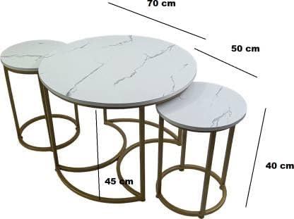 Coffee Table with Gold Finish Set of 3 for Living Room and Hotel