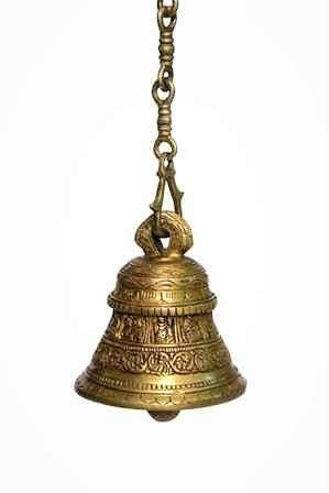 Handcrafted brass Dashavatar hanging temple bell with chain - ArtyCraftz.com