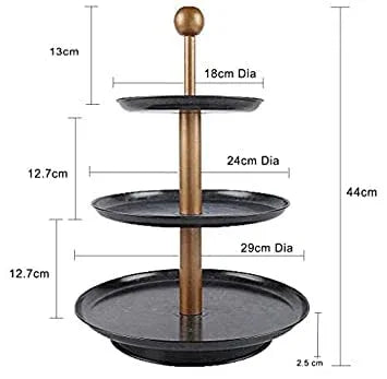 3-Tier Metal Cake Stand, Cupcake and Dessert Stand with Dimension