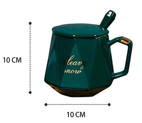 Coffee Tea Ceramic Mug Cup with Spoon and lid with Size