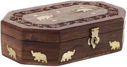 Wooden Jewellery Box Set Brass Work Side View