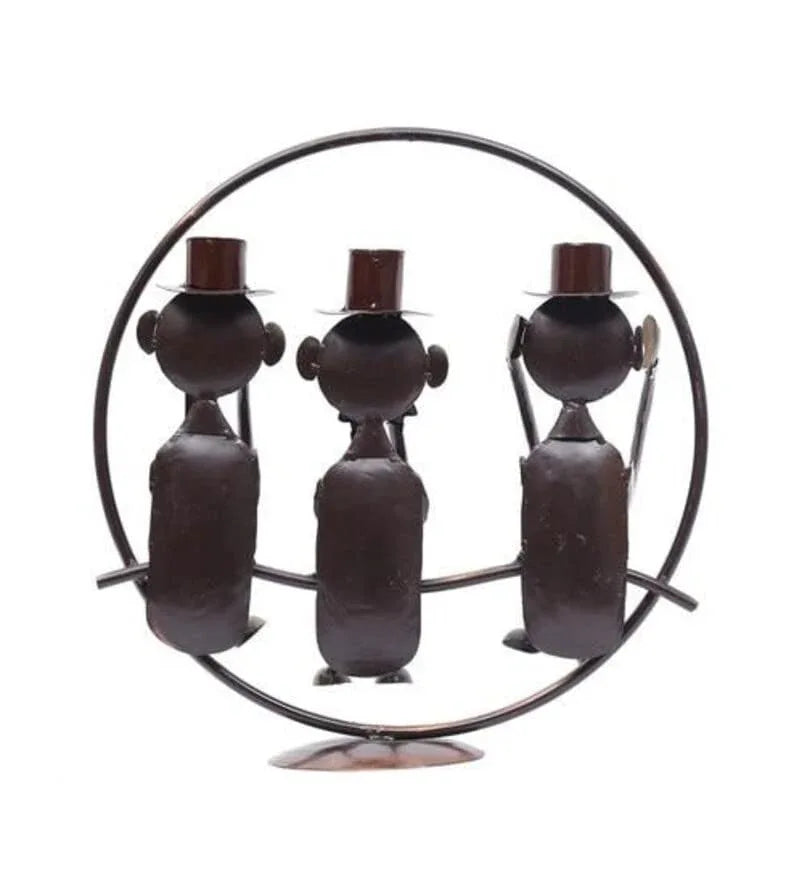 Metal 3 monkeys in ring table showpiece