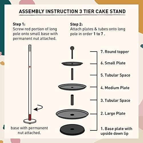 3-Tier Metal Cake Stand, Cupcake and Dessert Stand with all details