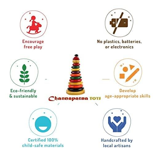 Channapatna Pull Along Wooden Train & Stacking Toy