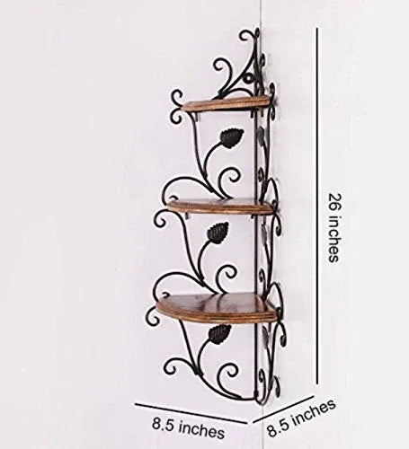 Luxury 3 Tier Iron Wall Corner Shelf-ArtyCraftz.com