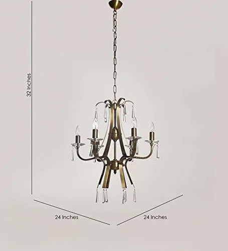 Antique Brass 6-Light Chandelier Ceiling Light for Living Room-ArtyCraftz.com