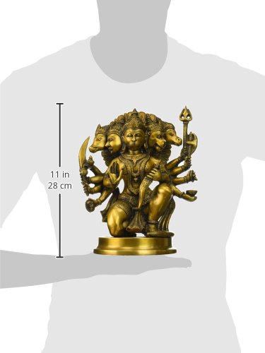 Brass Panchmukhi Hanuman Statue, Height 11"