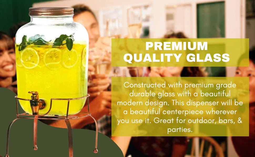 Yorkshire Glass Beverage Dispenser with Stand, 5 Litre