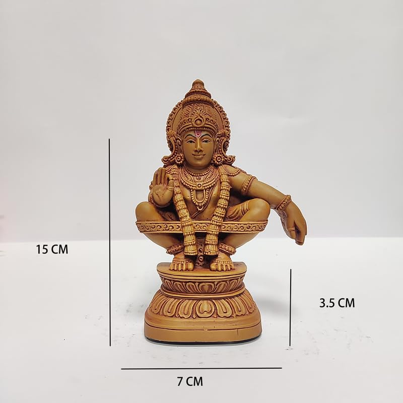 Polyresin Ayyappa Swamy Statue (Brown, 4 x 10 x 15 Cm)