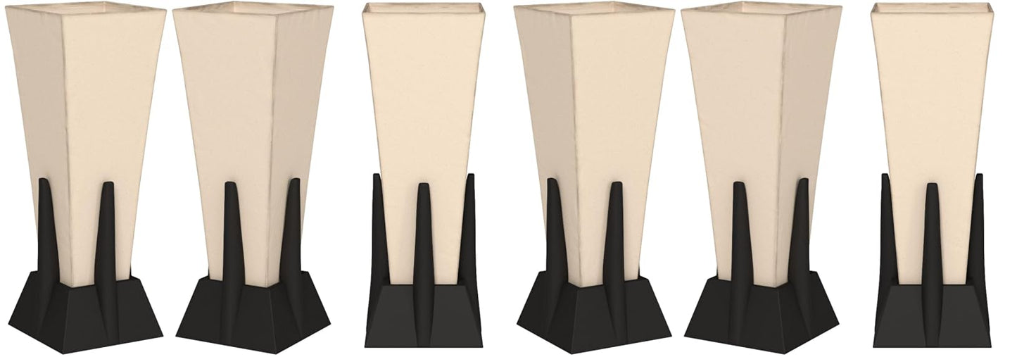 Wooden & Fabric Pyramid Table Lamp (Black & White)