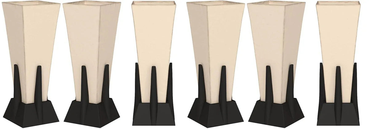 Wooden & Fabric Pyramid Table Lamp (Black & White)