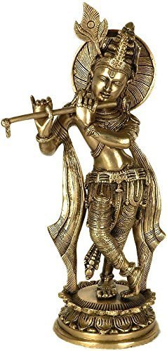 Brass Murali Krishna With Flute Idol