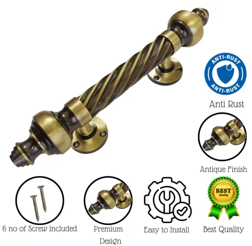Vintage Brass Door Pull Handle with Twisted Rod Design-ArtyCraftz.com