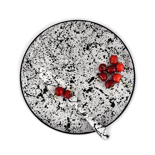 Elan Splatterful Collection, Cake Stand with Cake Server, Cupcake Stand for Party, Metal, Round (Tall - Black and White)|B0D6KQHL1Q