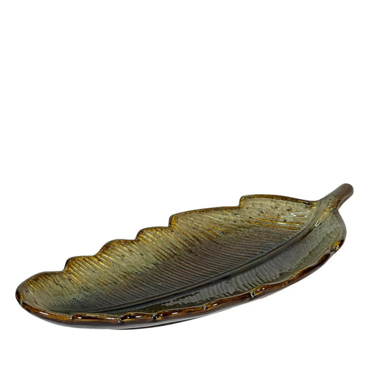 Handcrafted Ceramic Feather Serving Platter-ArtyCraftz.com