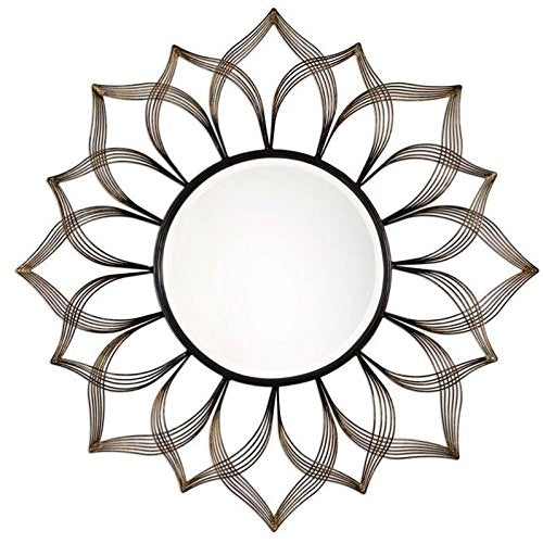 Metal Sunflower Mirror Wall Mounted Hanging (Golden, 35'' x 35'')