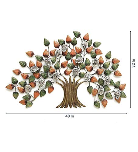 Multicolor Tree Metal Wall Art – Decorative Iron Leaf Wall Decor (48 x 32 Inch)
