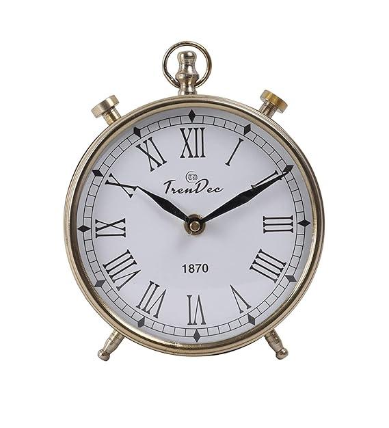 5 inch Dia Analog Metal Table Clock in Silver Finish - ArtyCraftz.com