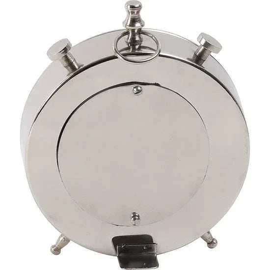 5 inch Dia Analog Metal Table Clock in Silver Finish - ArtyCraftz.com