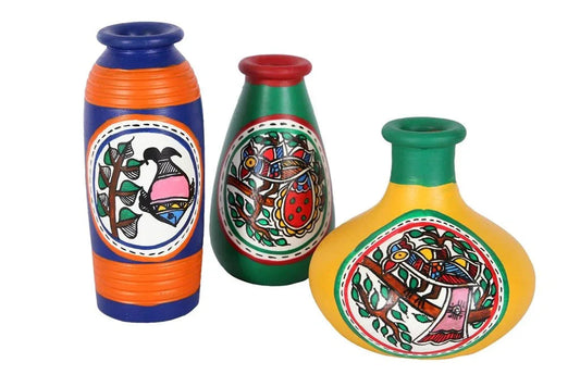 Miniature Madhubani Table Pots-ArtyCraftz.com