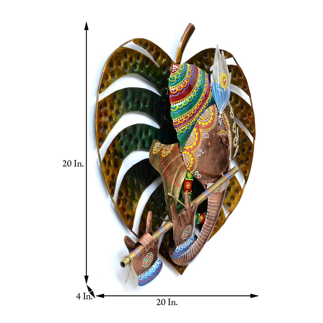 Metal Ganesha On Betel Leaf Wall Art