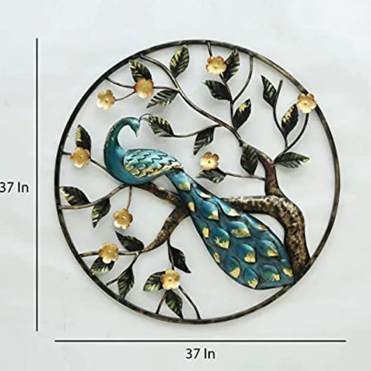 Metal Peacock In Ring Wall Art