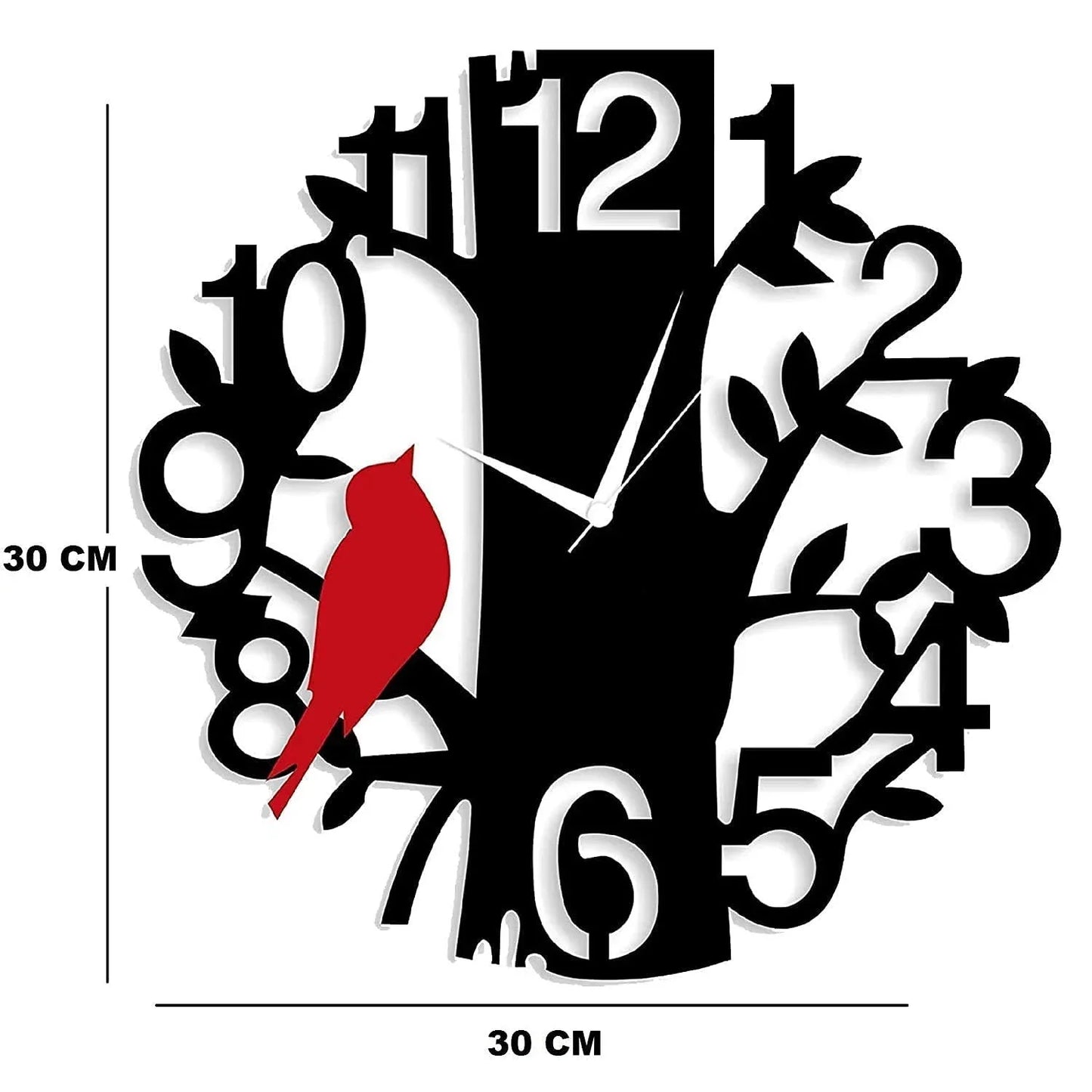Perched Red Bird On Numericals Wall Clock-ArtyCraftz.com