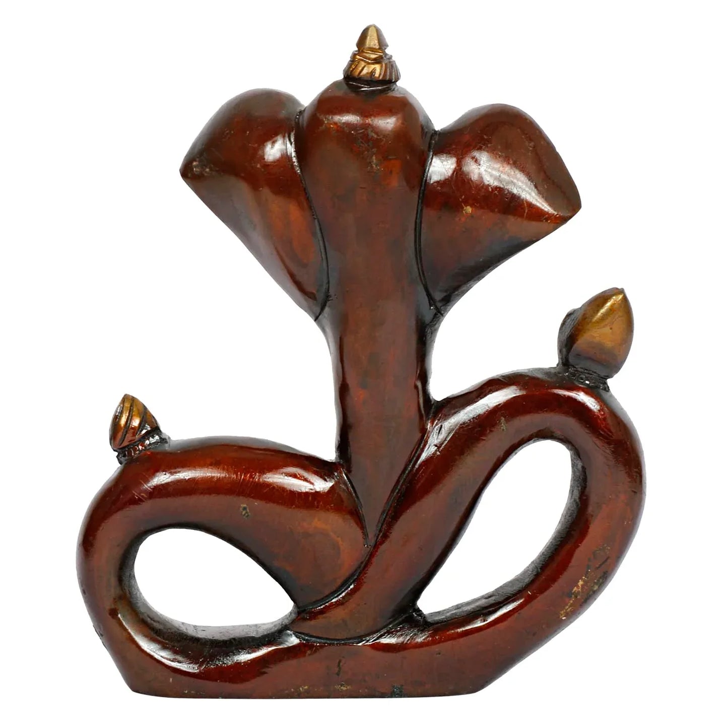Brown decorative item with snake-like design on a white background