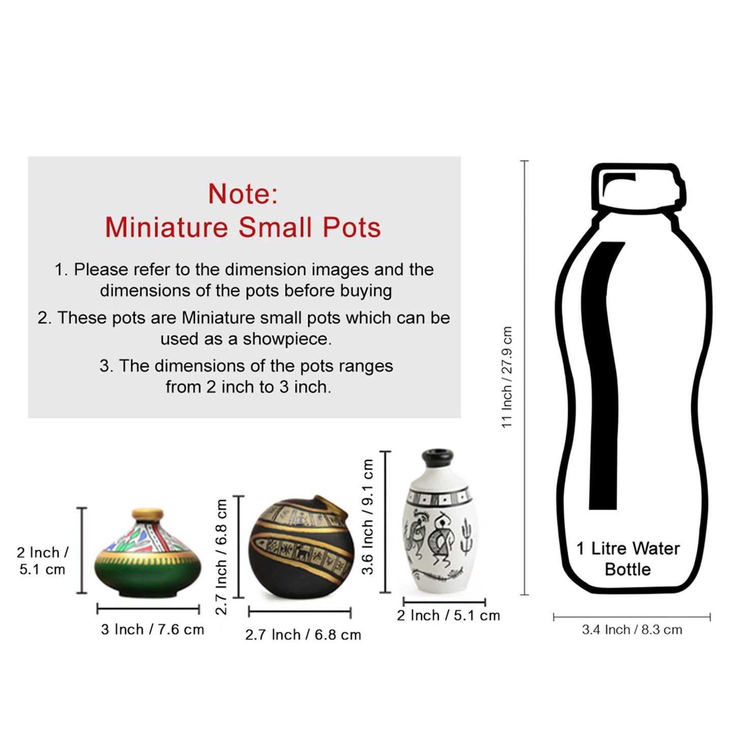 Handpainted 8 Terracotta Warli Pots with Sheesham Wooden Frame Wall Art